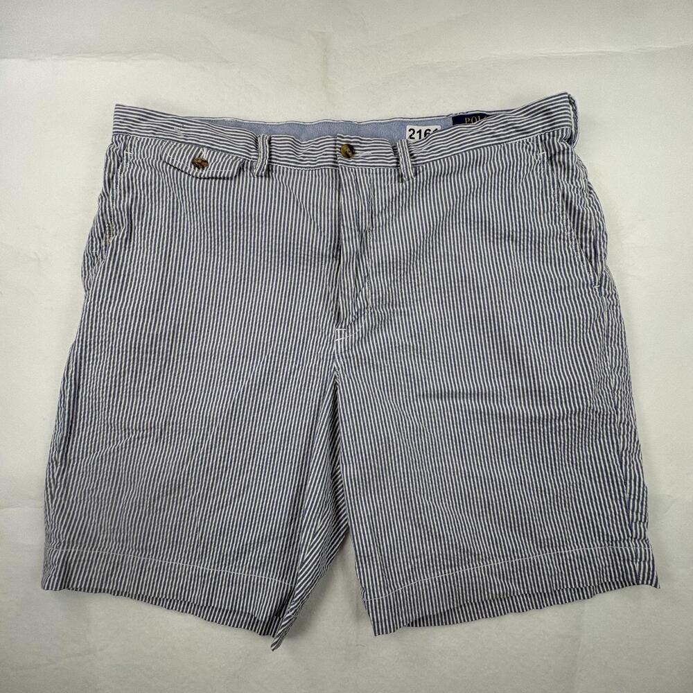 Polo Ralph Lauren Sear-Sucker  Shorts Mens 38 Blue Striped Stretch 9” Inseam